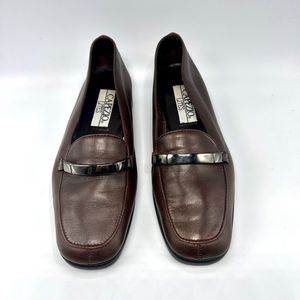 CAPEZIO LITES Women's Leather Slip-On Comfort Loafers- Brown Dress Flats…